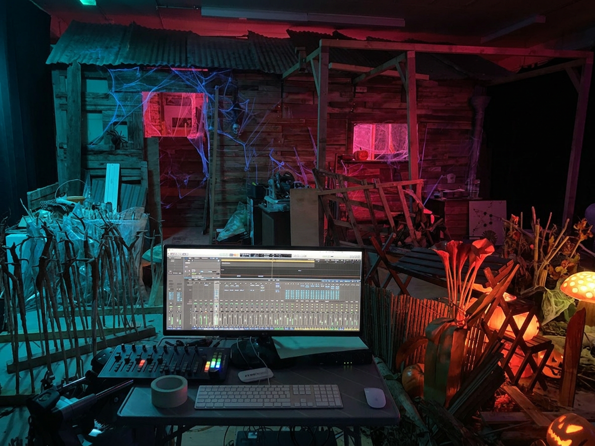 Ajustement du mixage surround dans le décor de la scène finale de La Maison du Frisson