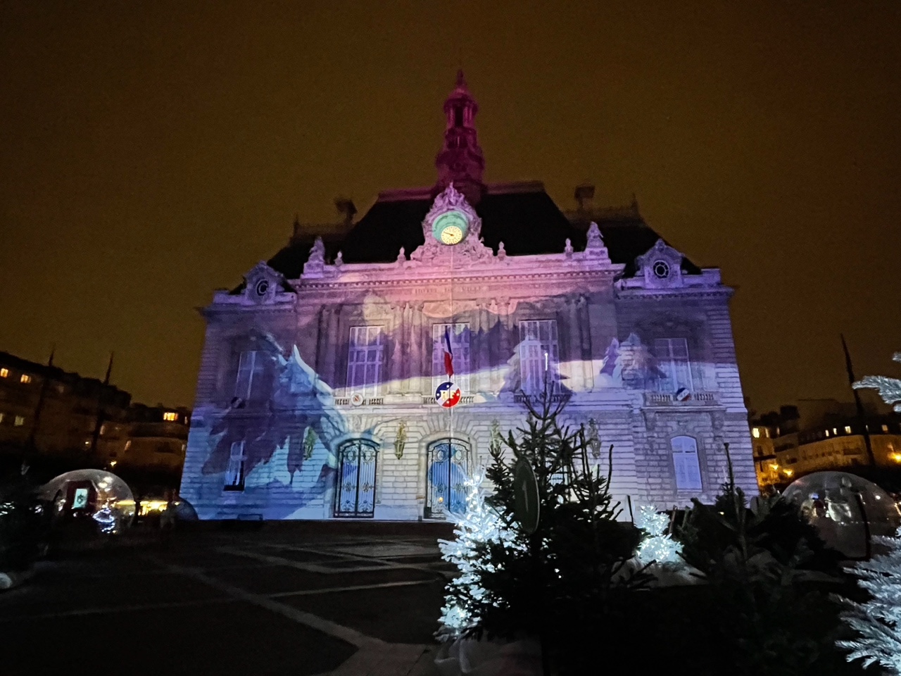Architectural projection video mapping on a town hall